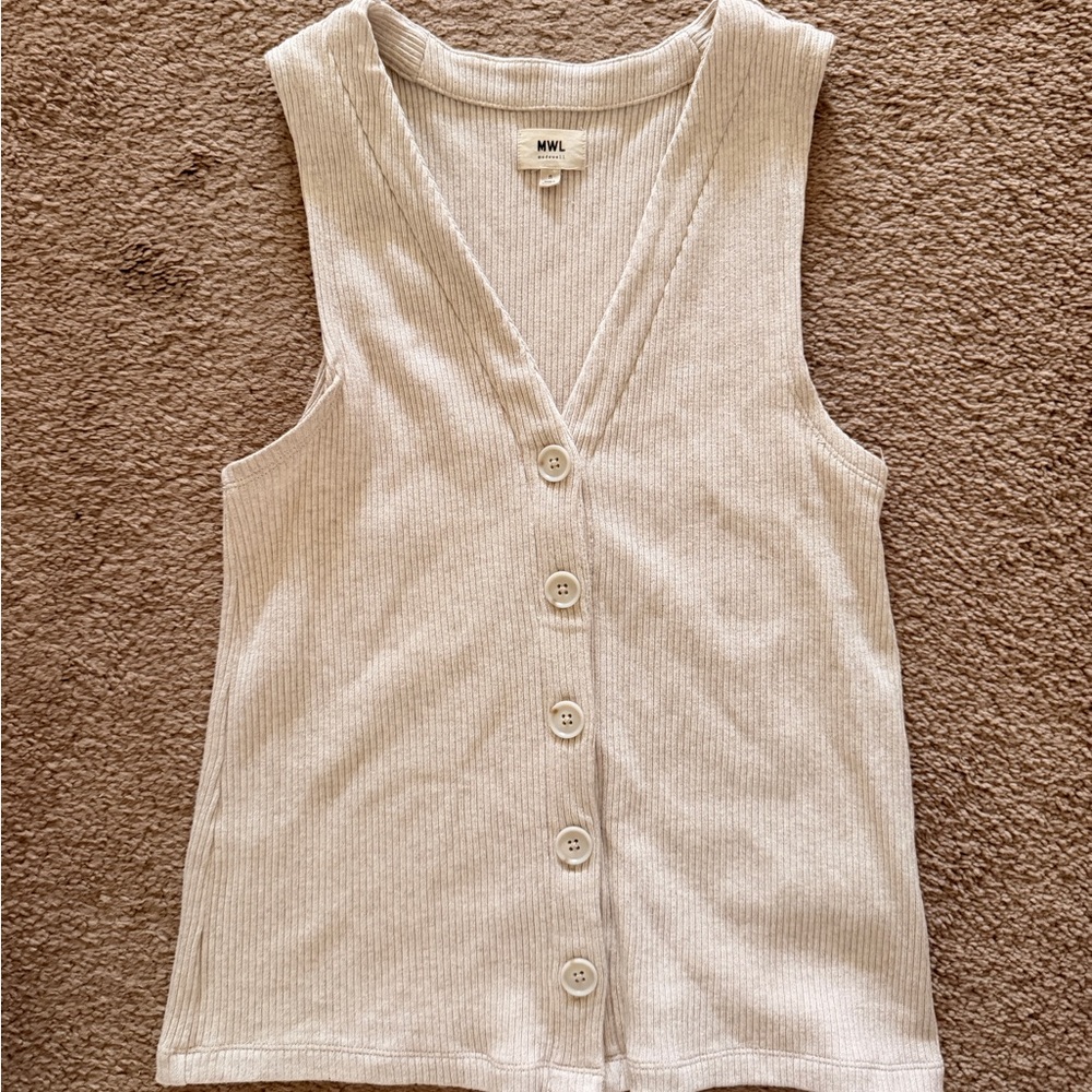 Madewell Ribbed Button Front Tank - Cream
